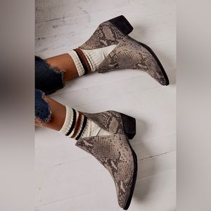 NWOT Free People Animal Charm Double V Ankle Boots, Size 39.5.
